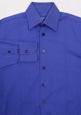 Angelo Galasso Corleone Solid Blue Button-Up Dress Shirt (44) 17.5-34/35